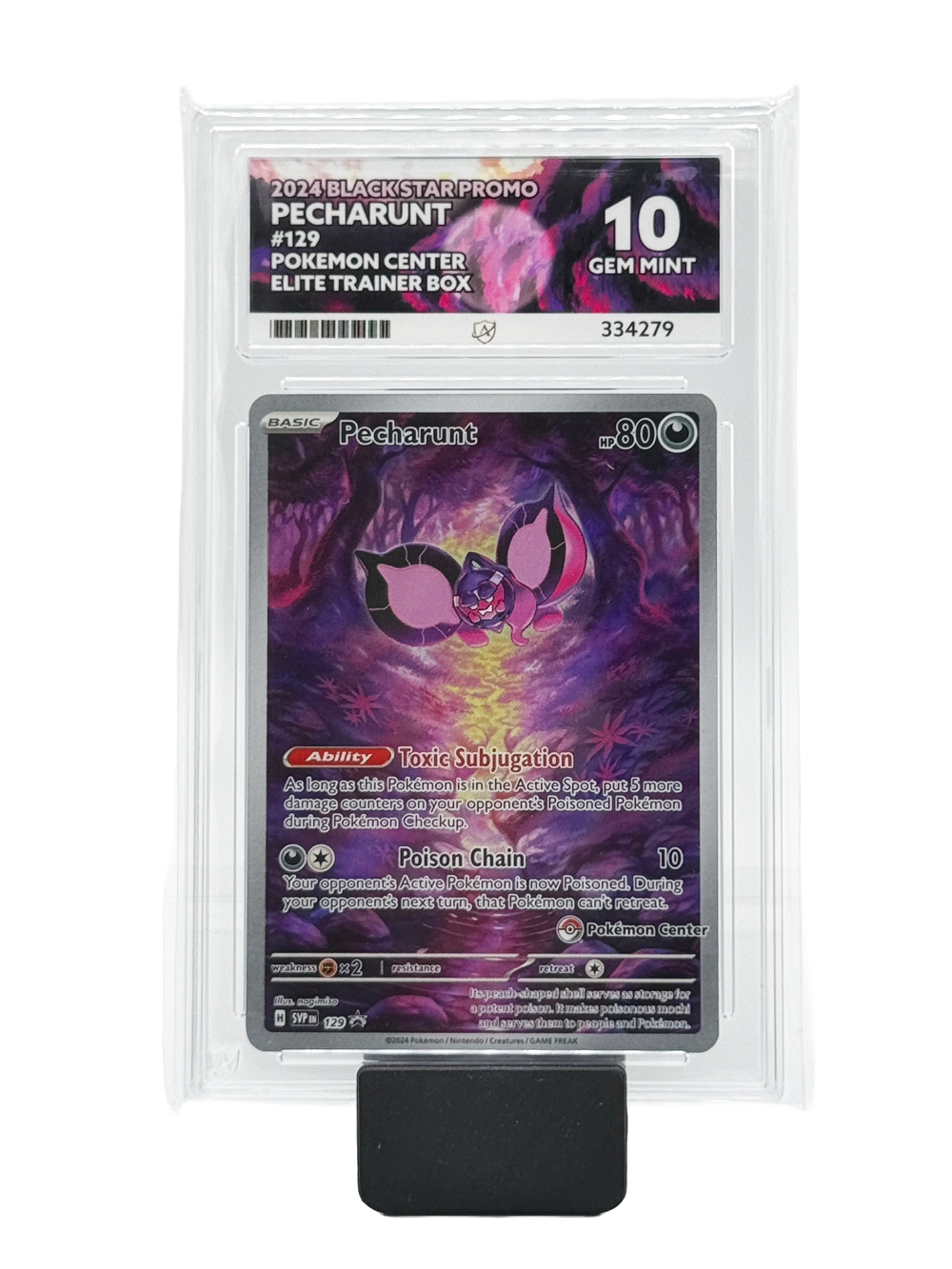 Pecharunt #129 - 2024 Black Star Promo - Pokemon Center - Gem Mint 10 (Ace Label)