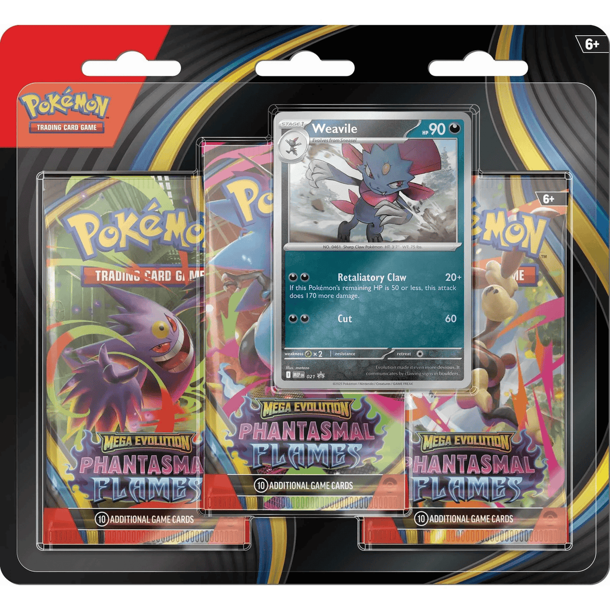 Pokemon: Mega Evolutions - Phantasmal Flames - 3 Pack Blister - Weavile