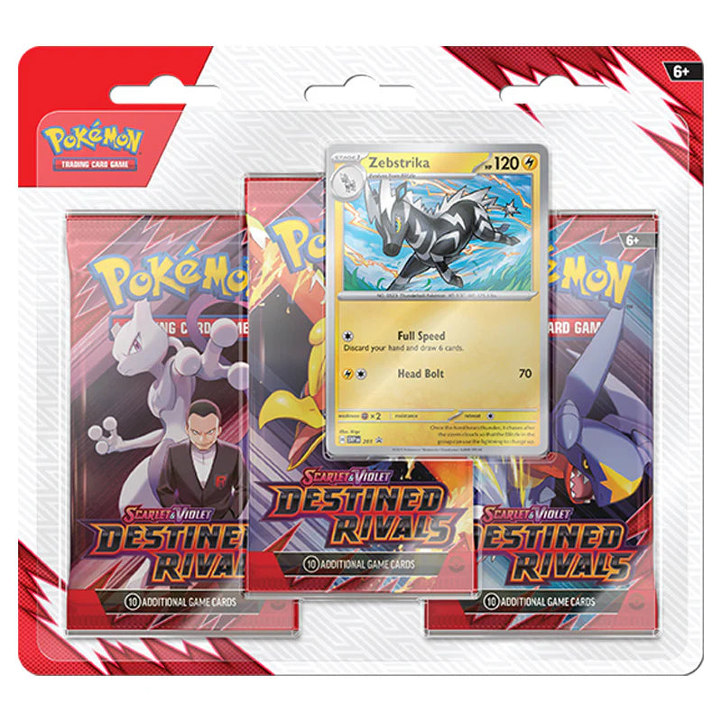 Pokemon: Scarlet & Violet - Destined Rivals - 3 Pack Blister - Zebstrika