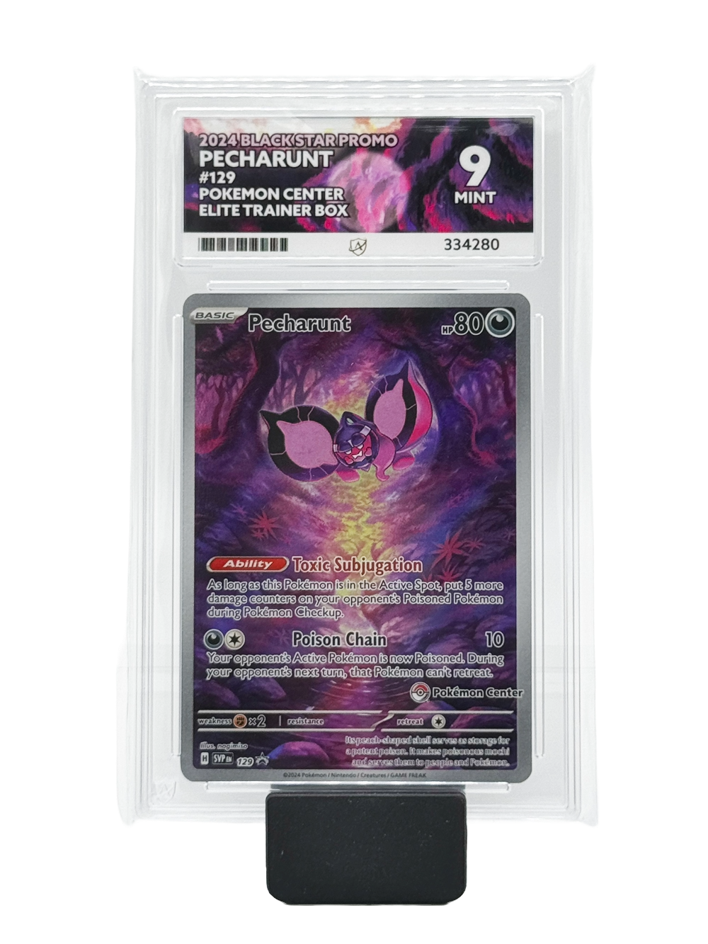 Pecharunt #129 - 2024 Black Star Promo - Pokemon Center - Mint 9 (Ace Label)