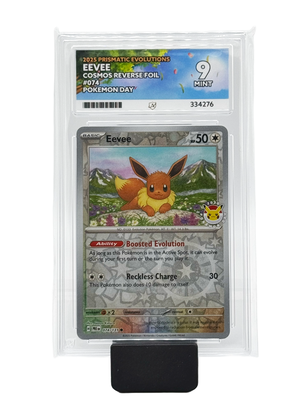 Eevee #074 - 2025 Pokemon Day - Prismatic Evolutions - Mint 9 (Ace Label)