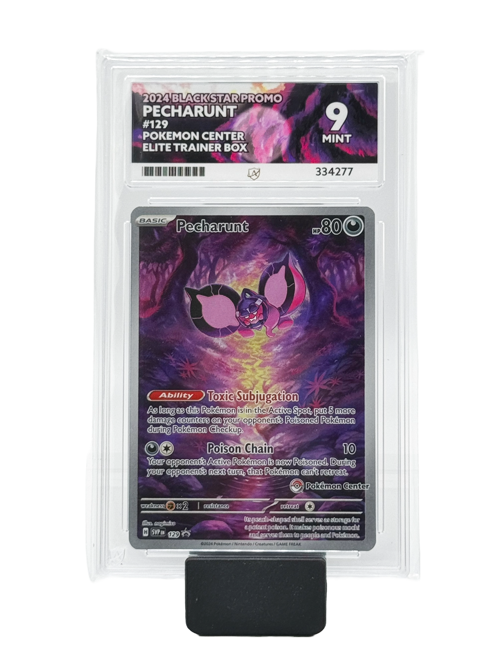 Pecharunt #129 - 2024 Black Star Promo - Pokemon Center - Mint 9 (Ace Label)