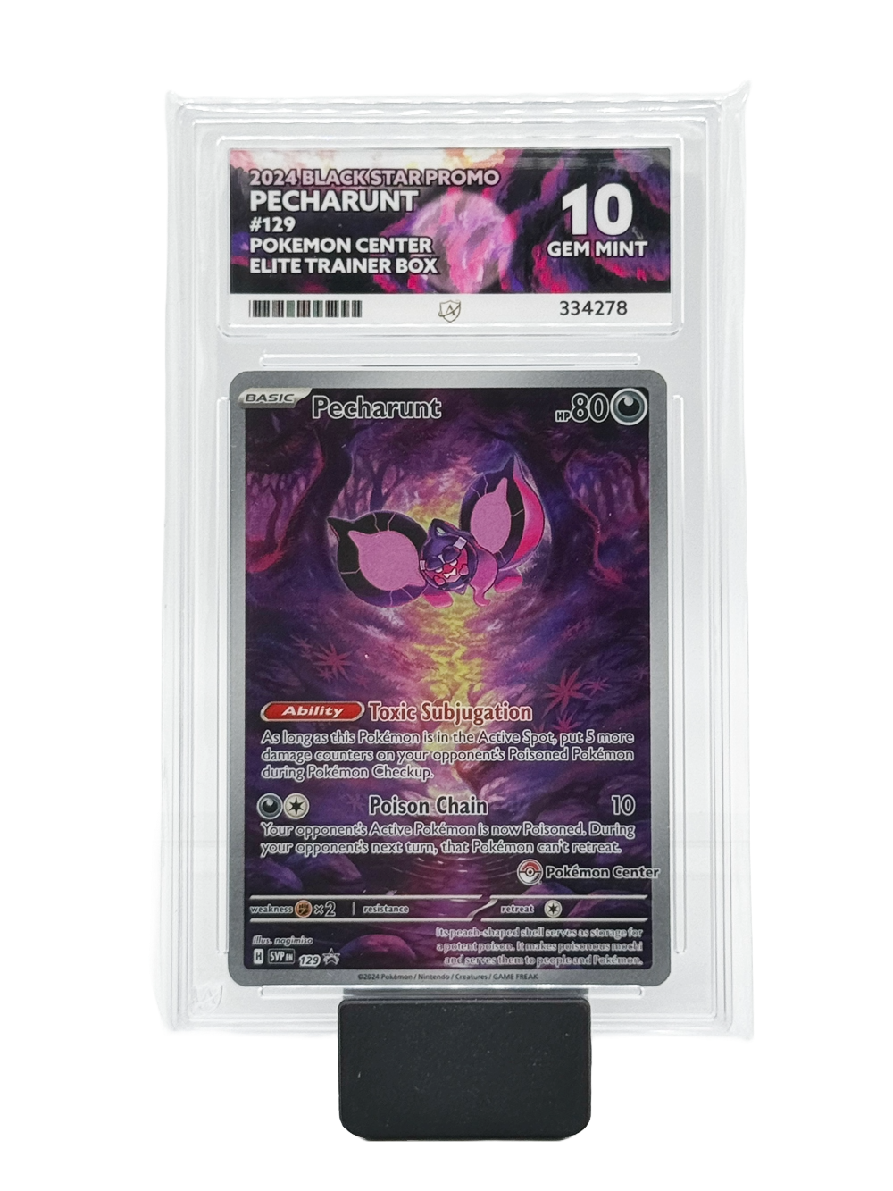 Pecharunt #129 - 2024 Black Star Promo - Pokemon Center - Gem Mint 10 (Ace Label)