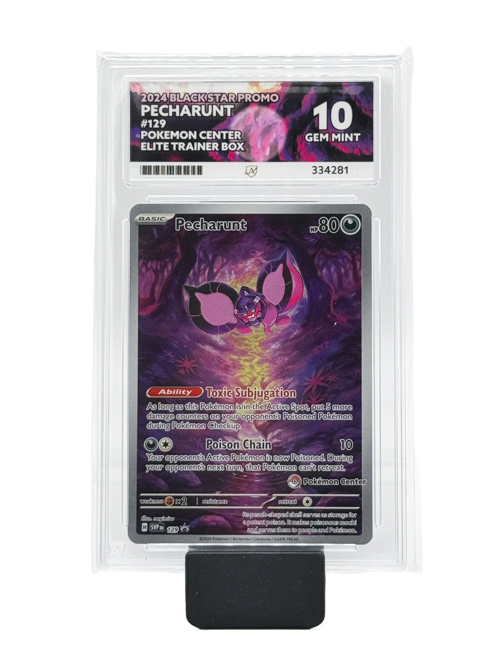 Pecharunt #129 - 2024 Black Star Promo - Pokemon Center - Gem Mint 10 (Ace Label)