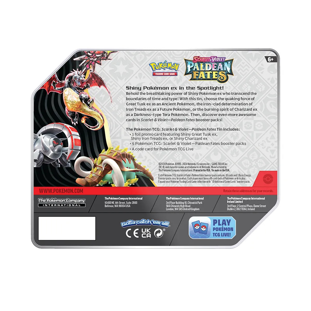 Pokemon: Scarlet & Violet - Paldean Fates - 5x Pack Booster Tin - Iron Treads